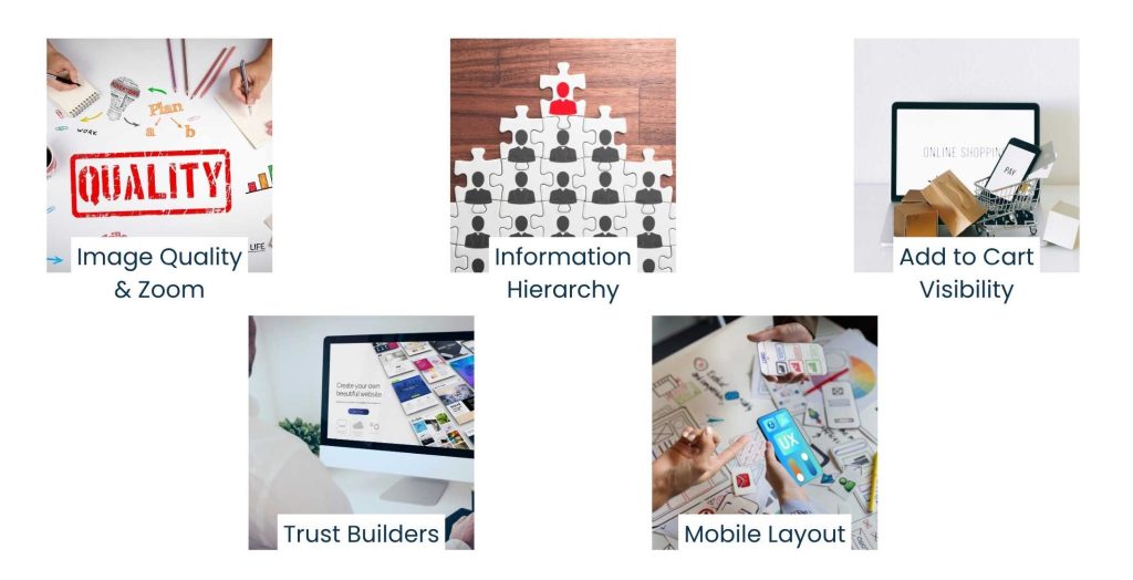 Image Quality & Zoom Information Hierarchy Add to Cart Visibility Trust Builders Mobile Layout - Product Pages: Make a Great First Impression with the Buy Button